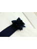 Ivory Satin Tulle Navy Blue Petals Flower Girl Dress
